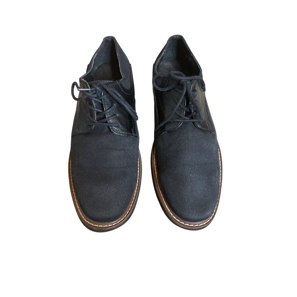 Guess Men's Black Canvas & Leather Lace-Up Oxford Shoes Size 9